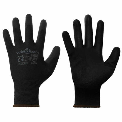 Guanti da Lavoro 12 pcs Nero 8 / m Poliestere | homemem39