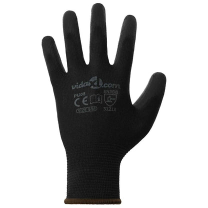 Guanti da Lavoro 12 pcs Nero 8 / m Poliestere | homemem39