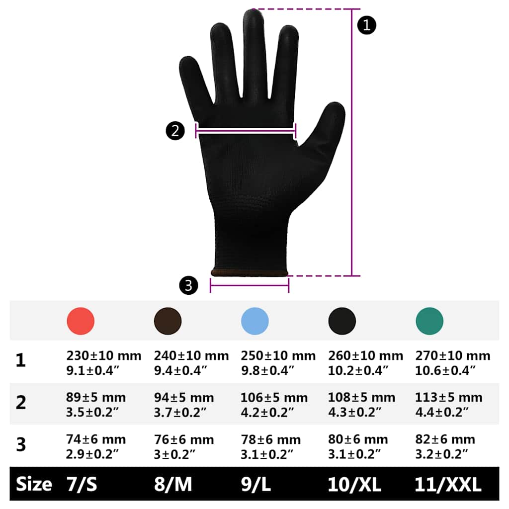 Guanti da Lavoro 12 pcs Nero 8 / m Poliestere | homemem39