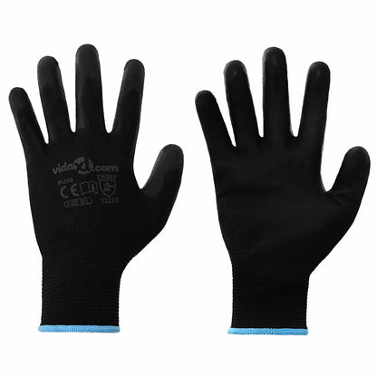 Guanti da Lavoro 12 pcs Nero 9 / l Poliestere | homemem39
