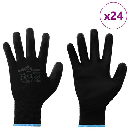 Guanti da Lavoro 24 pcs Nero 9 / l Poliestere | homemem39