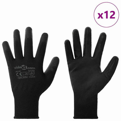 Guanti da Lavoro 12 pcs Nero 10 / xl Poliestere | homemem39