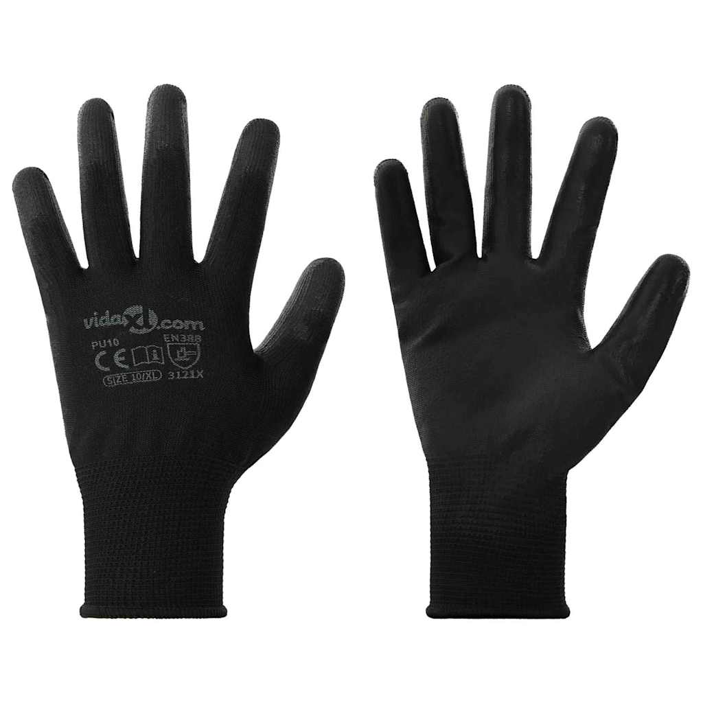 Guanti da Lavoro 24 pcs Nero 10 / xl Poliestere | homemem39