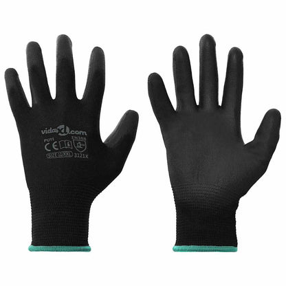 Guanti da Lavoro 12 pcs Nero 11 / XXL Poliestere | homemem39