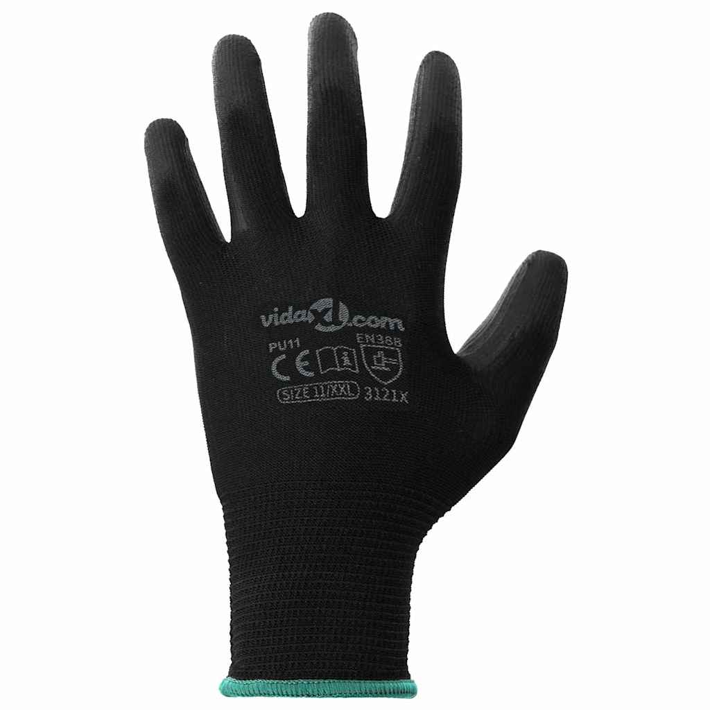 Guanti da Lavoro 12 pcs Nero 11 / XXL Poliestere | homemem39