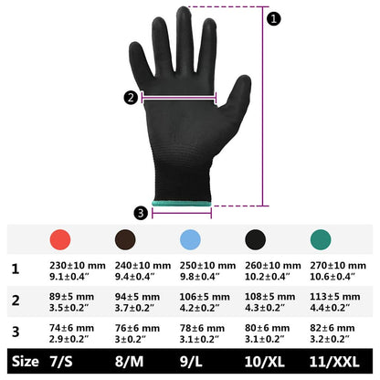 Guanti da Lavoro 12 pcs Nero 11 / XXL Poliestere | homemem39