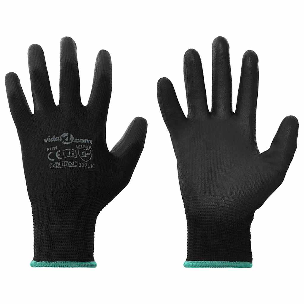 Guanti da Lavoro 24 pcs Nero 11 / XXL Poliestere | homemem39