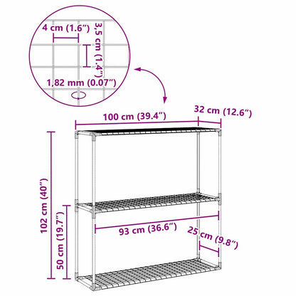 Supporto per piante a 3 livelli Nero 100 x 32 x 102 cm Acciaio