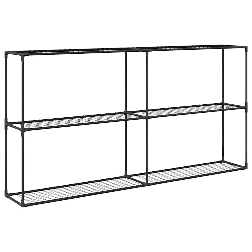 Supporto per piante a 3 livelli Nero 200 x 32 x 104 cm Acciaio