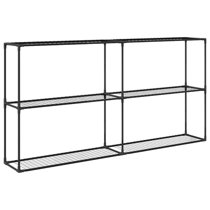 Supporto per piante a 3 livelli Nero 200 x 32 x 104 cm Acciaio