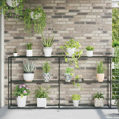 Supporto per piante a 3 livelli Nero 400 x 32 x 104 cm Acciaio