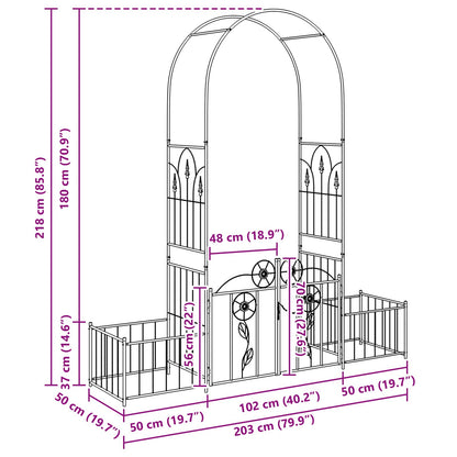 Arco da Giardino con blocco Nero 203 x 50 x 218 cm