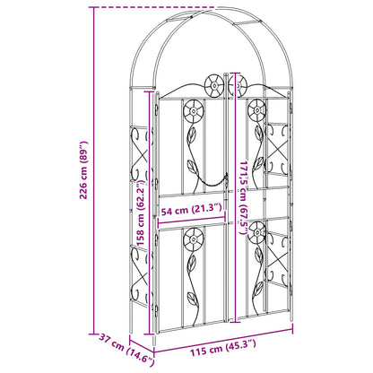 Arco da Giardino Tinta unita Nero 115 x 37 x 226 cm | homemem39