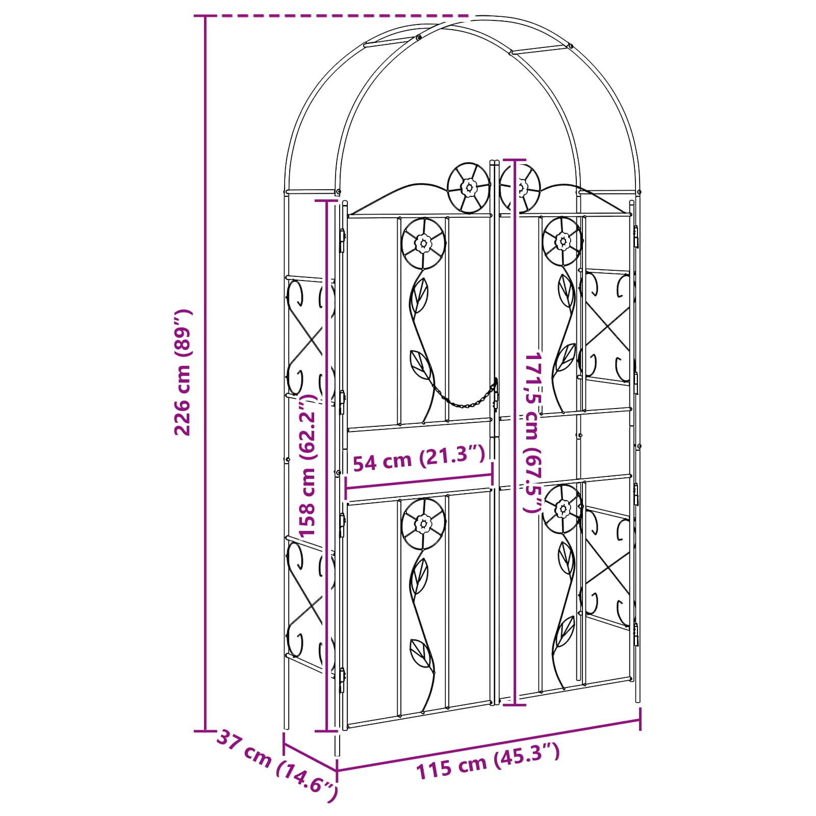 Arco da Giardino Tinta unita Verde 115 x 37 x 226 cm | homemem39