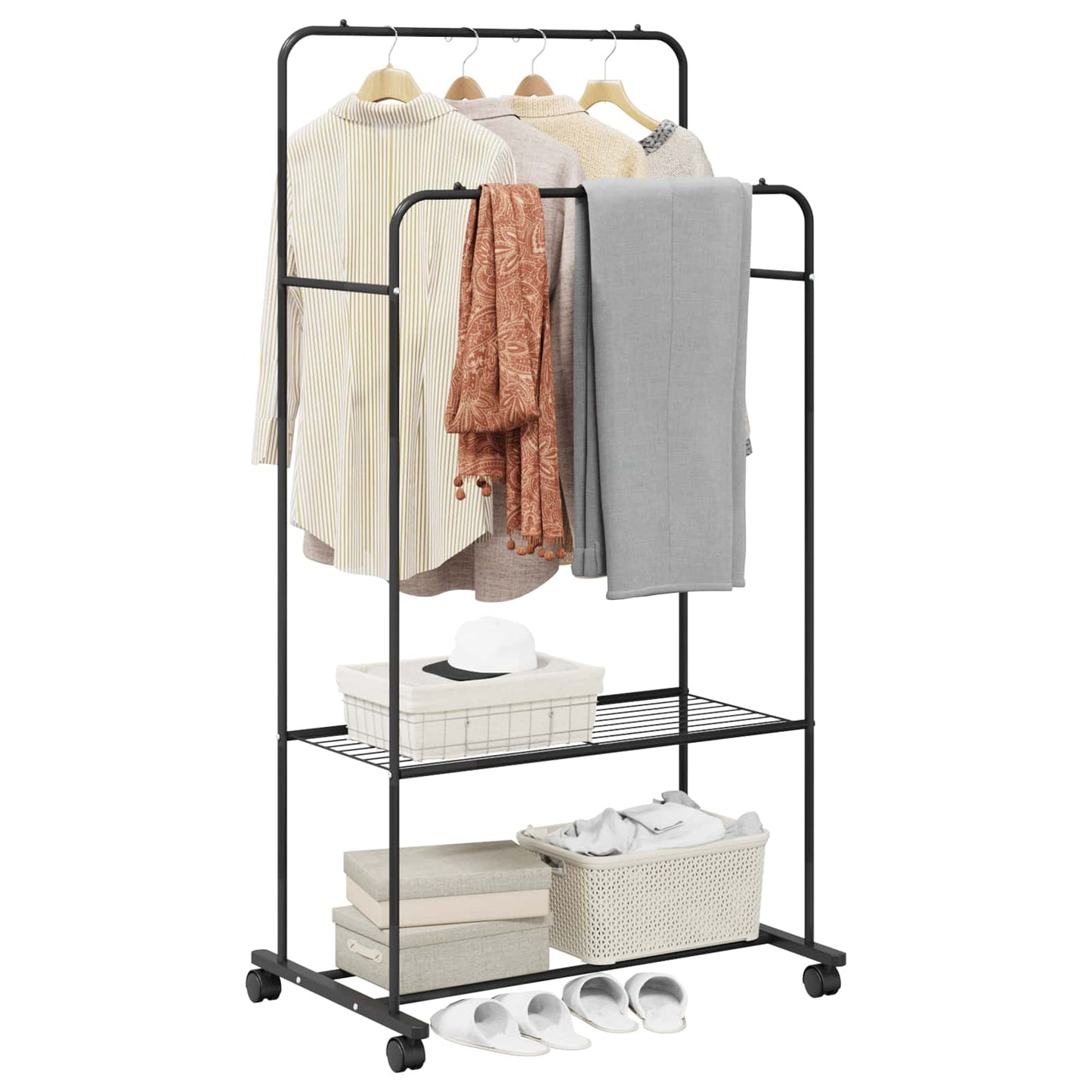 Stendibiancheria con lo scaffale Nero 80 x 53 x 156 cm