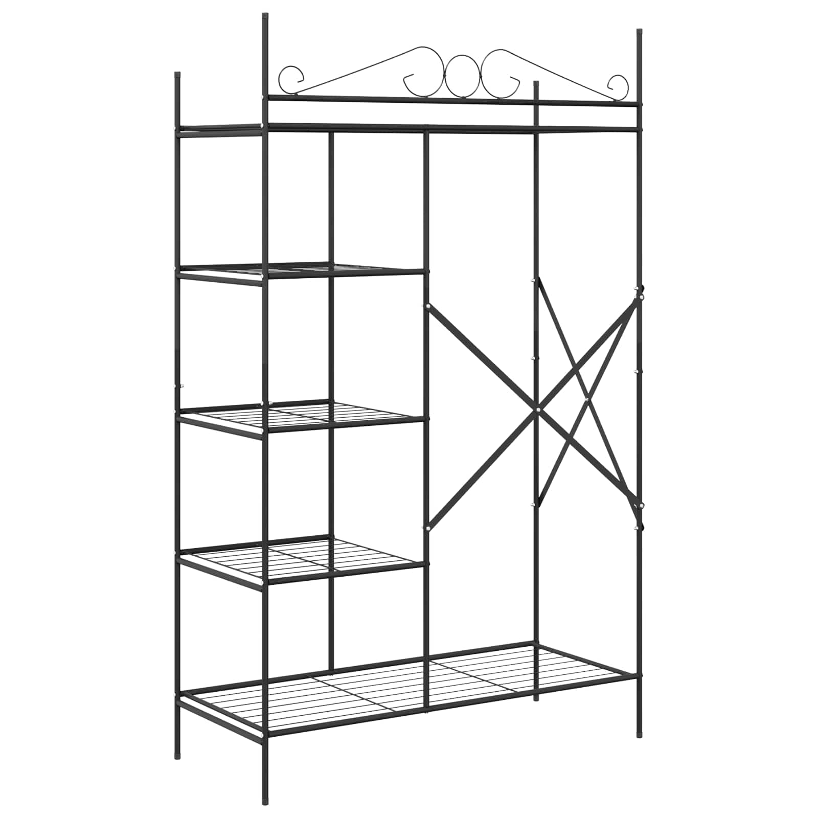 Armadio Aperto con lo scaffale Nero 104,5 x 45 x 172 cm Acciaio | homemem39
