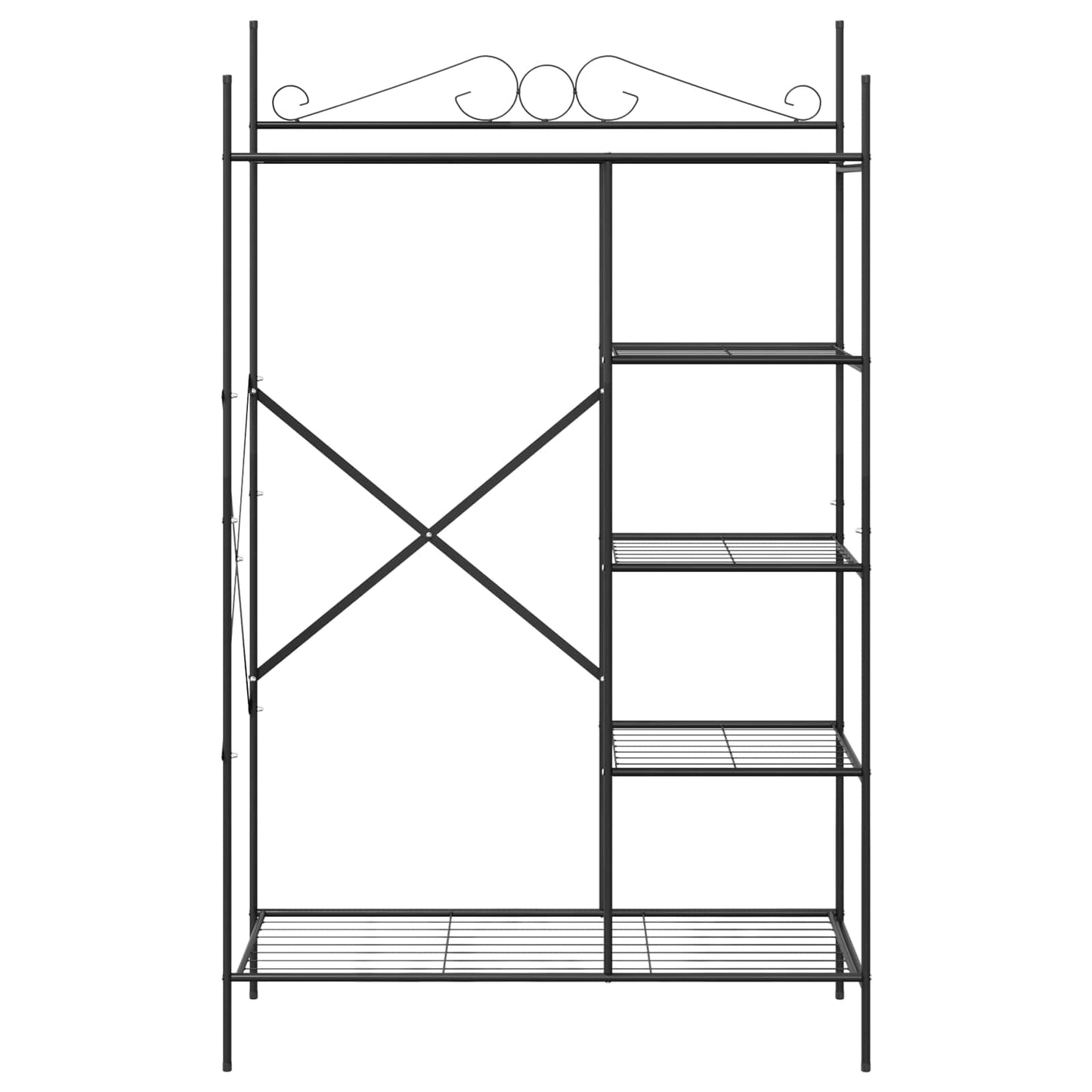 Armadio Aperto con lo scaffale Nero 104,5 x 45 x 172 cm Acciaio | homemem39