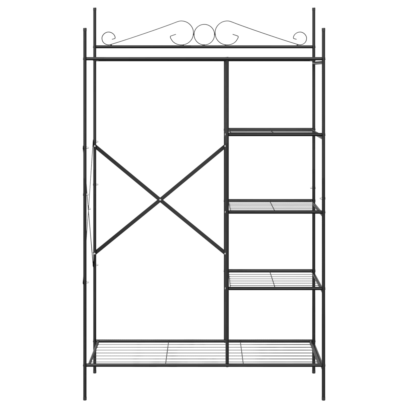 Armadio Aperto con lo scaffale Nero 104,5 x 45 x 172 cm Acciaio | homemem39