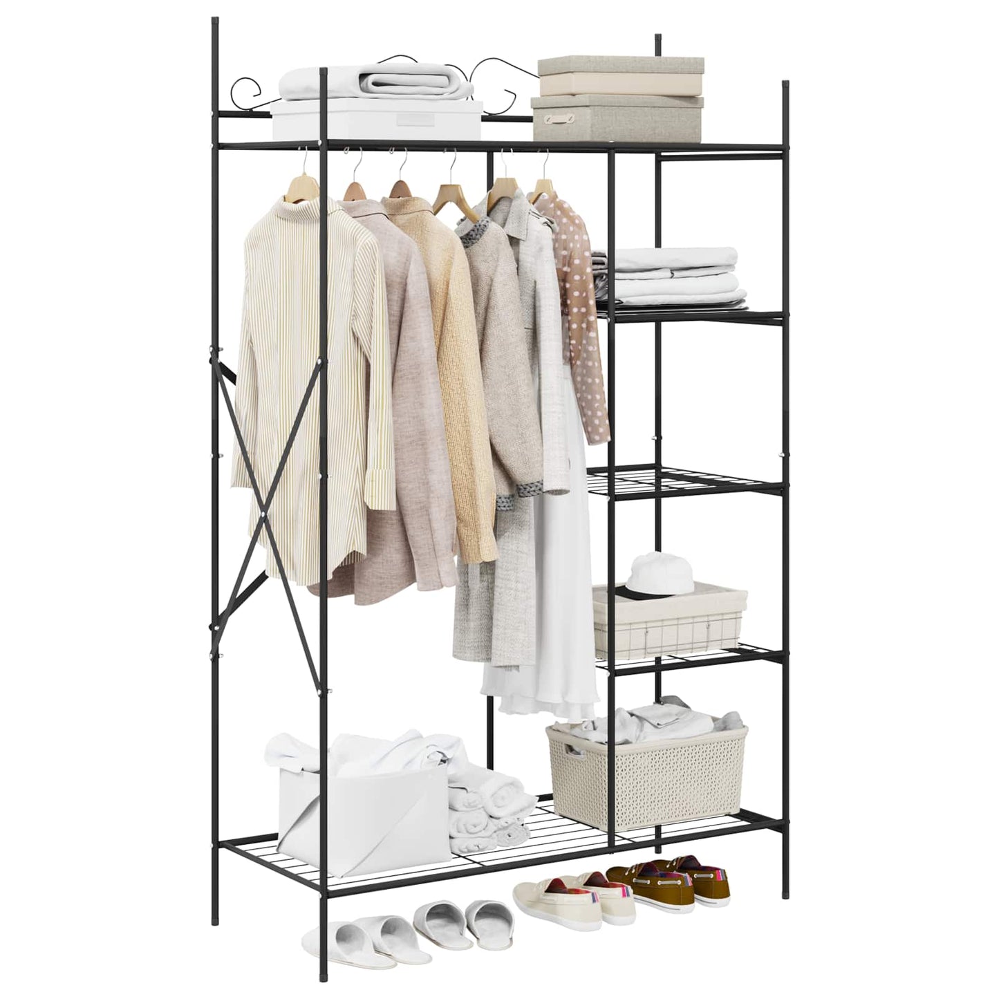 Armadio Aperto con lo scaffale Nero 104,5 x 45 x 172 cm Acciaio | homemem39