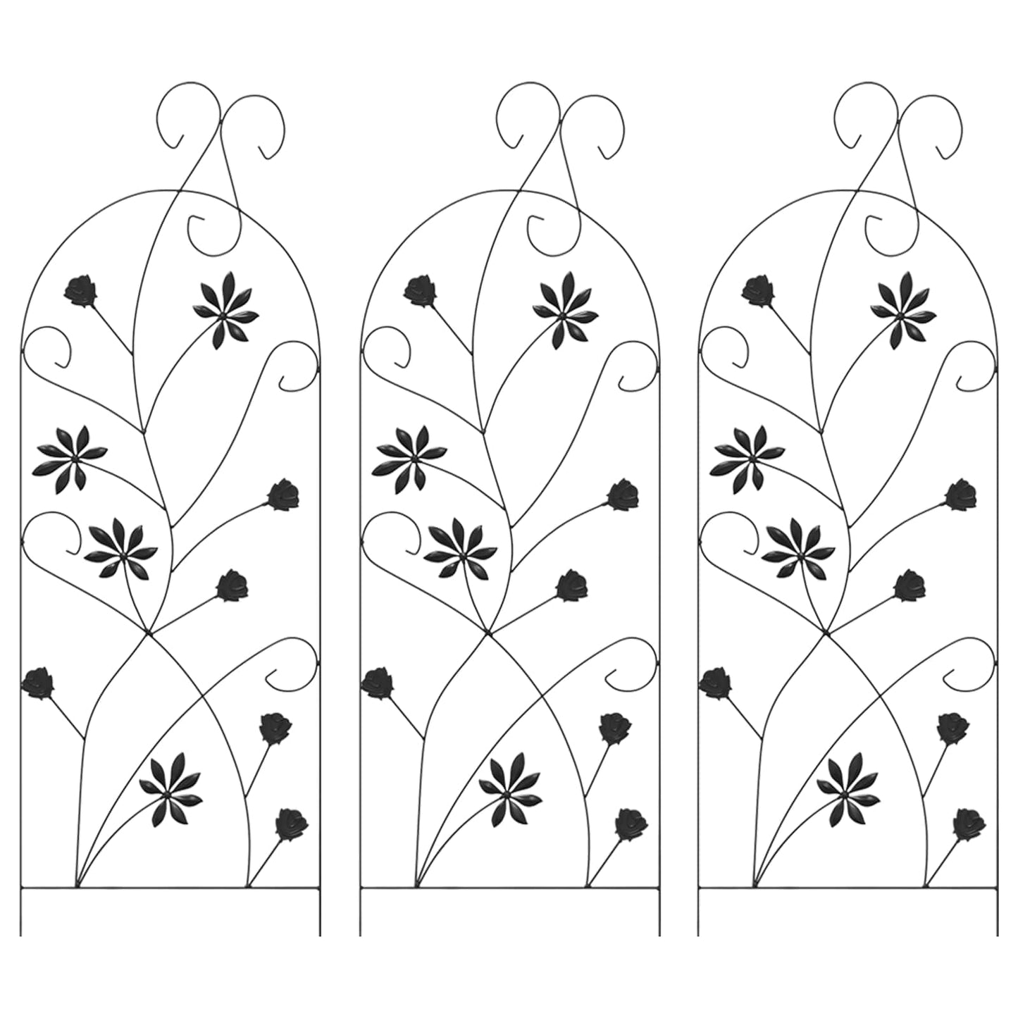 Recinzione per Giardino 3 pcs Nero 112 x 40 cm Acciaio