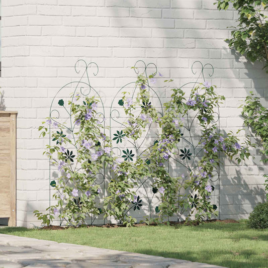 Recinzione per Giardino 3 pcs Verde 112 x 40 cm Acciaio