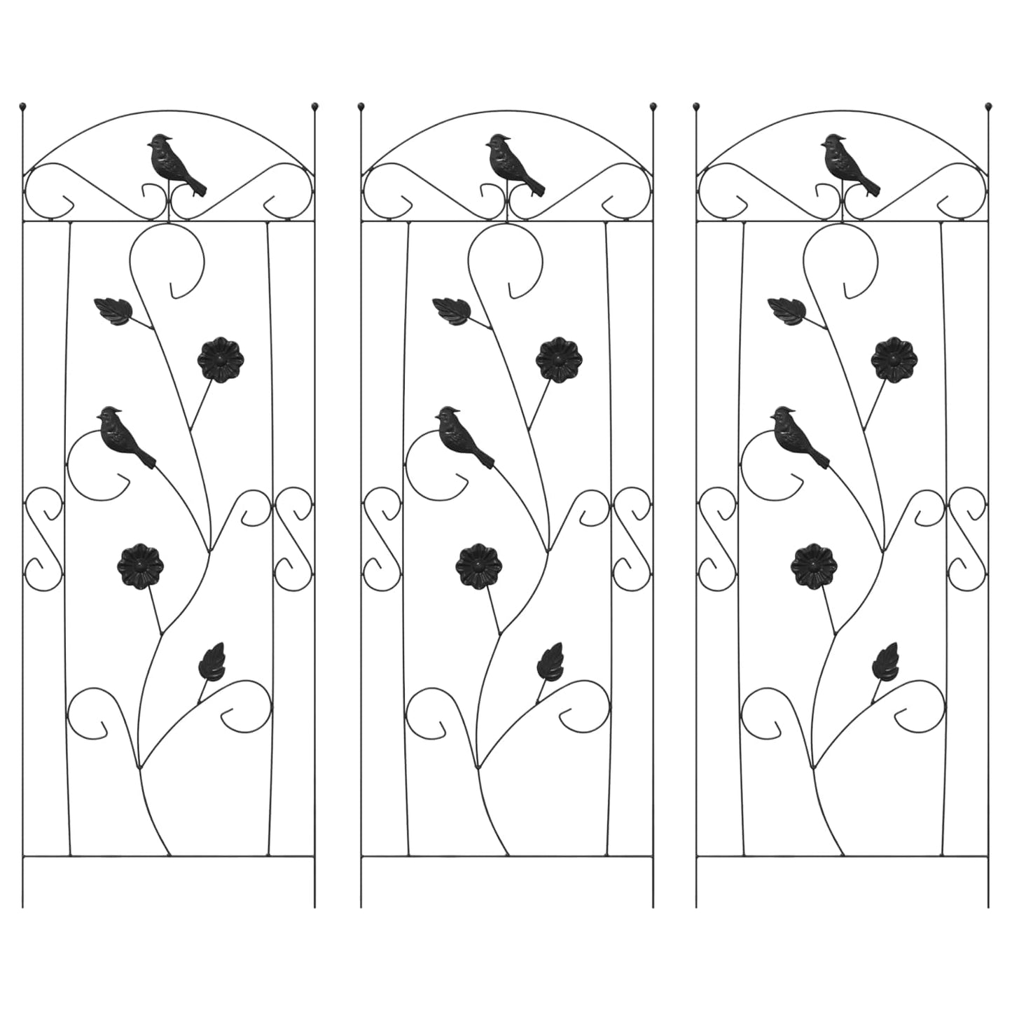Recinzione per Giardino 3 pcs Nero 112 x 40 cm Acciaio