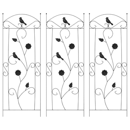 Recinzione per Giardino 3 pcs Nero 112 x 40 cm Acciaio