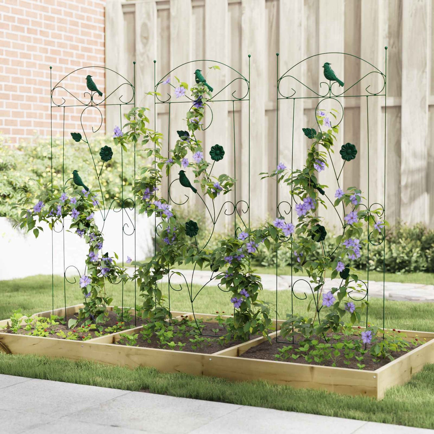 Recinzione per Giardino 3 pcs Verde 112 x 40 cm Acciaio