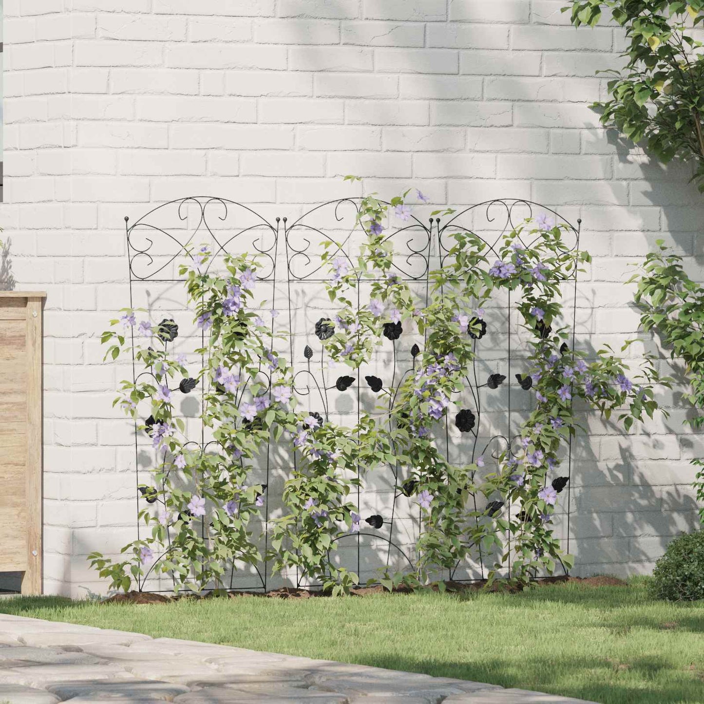 Recinzione per Giardino 3 pcs Nero 112 x 40 cm Acciaio