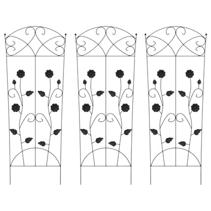 Recinzione per Giardino 3 pcs Nero 112 x 40 cm Acciaio