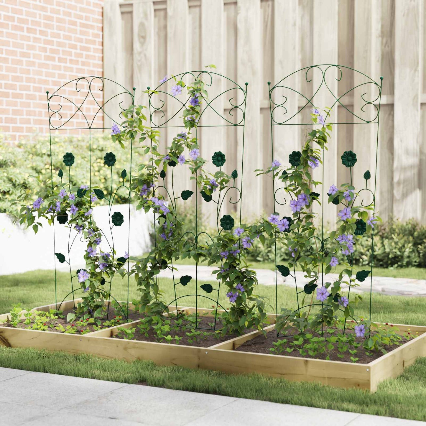 Recinzione per Giardino 3 pcs Verde 112 x 40 cm Acciaio