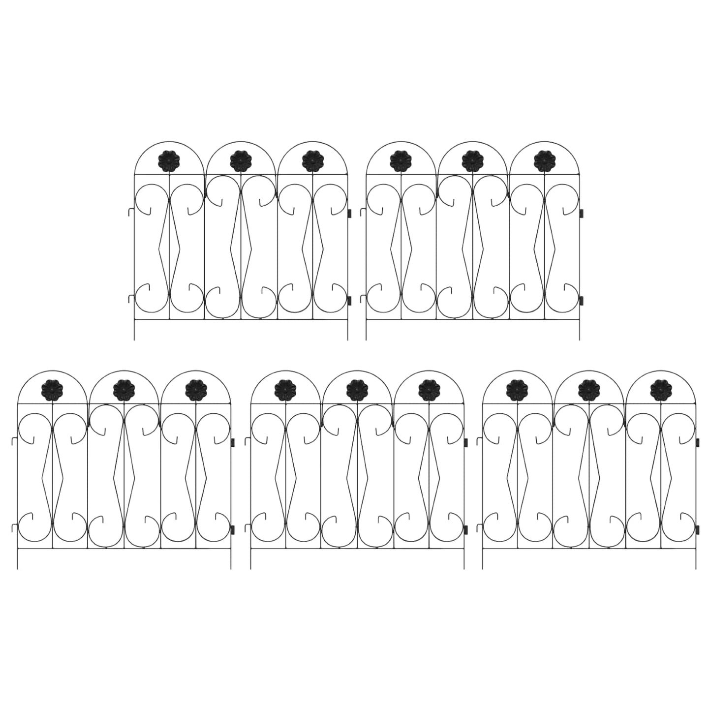 Recinzione per Giardino Traliccio Nero 305,5 x 55,5 x 0,3 cm