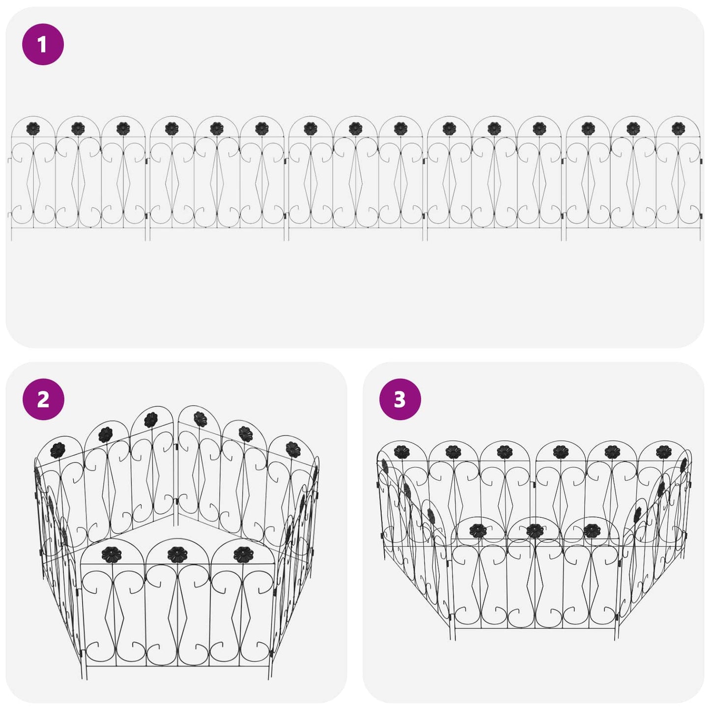 Recinzione per Giardino Traliccio Nero 305,5 x 55,5 x 0,3 cm