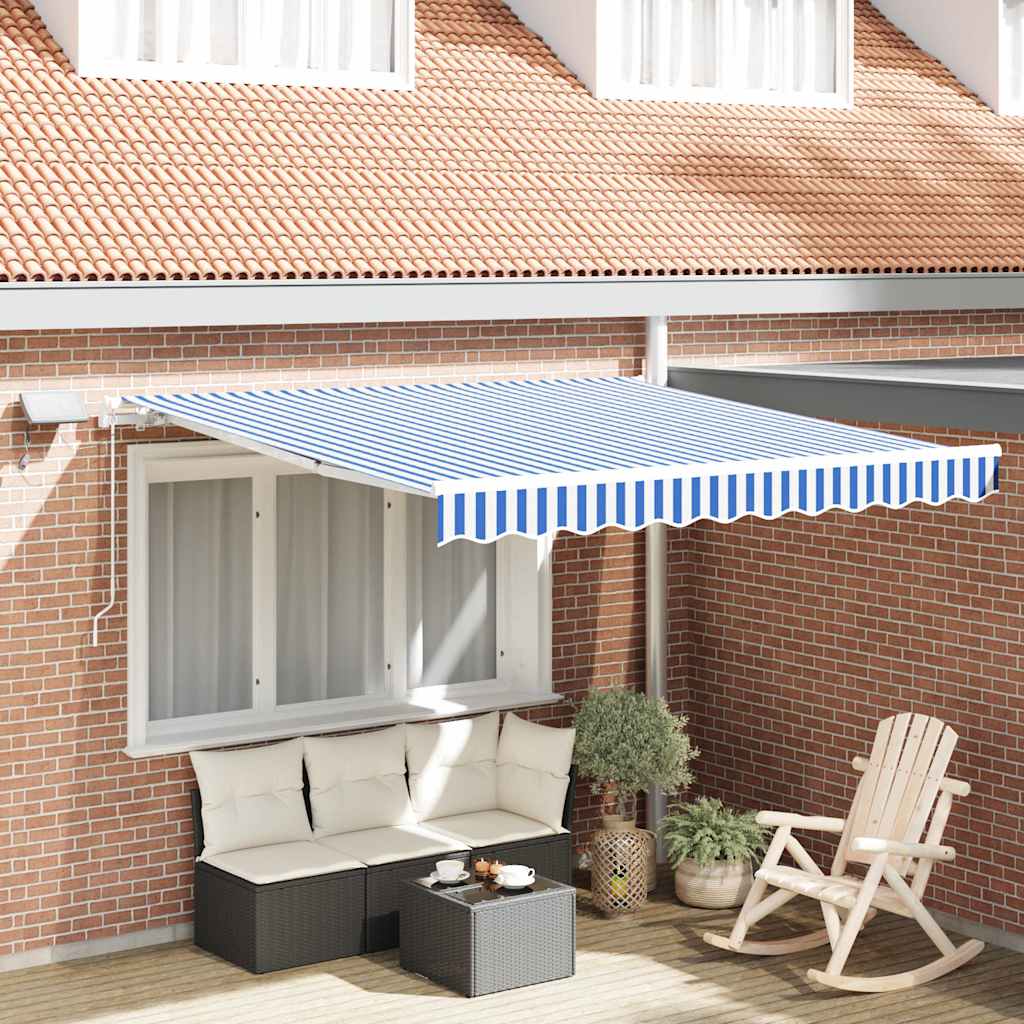Tenda Retrattile Blu e Bianco 350 x 250 cm | homemem39