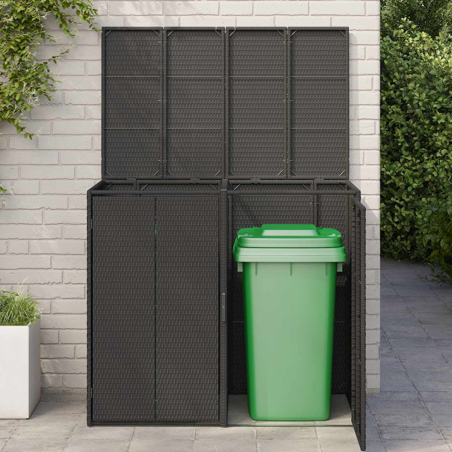 Cassa per Spazzatura 2 pcs Nero 130 x 80 x 115 cm Polietilene | homemem39