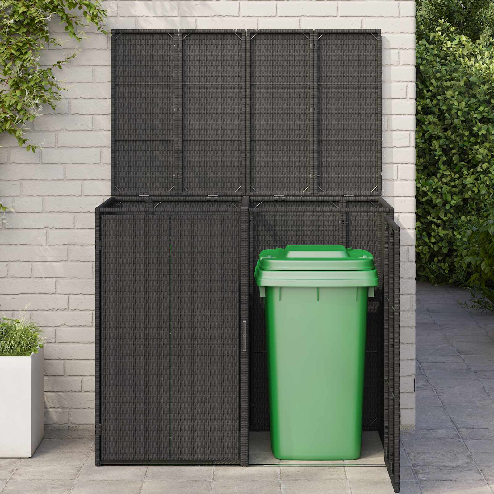 Cassa per Spazzatura 2 pcs Nero 130 x 80 x 115 cm Polietilene | homemem39
