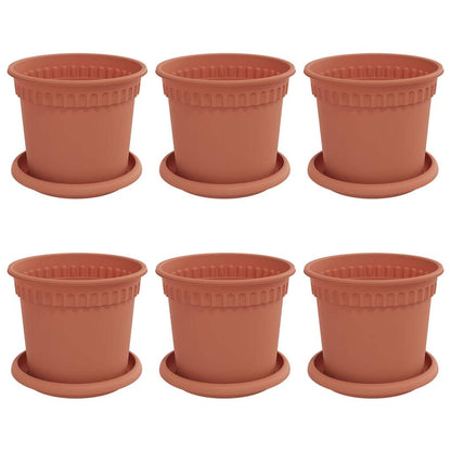Vasi per Piante 6 pcs Rosso Mattone Ø 15 x 12 cm Plastica | homemem39