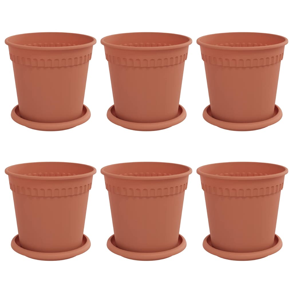 Vasi per Piante 6 pcs Rosso Mattone Ø 17 x 14 cm Plastica | homemem39