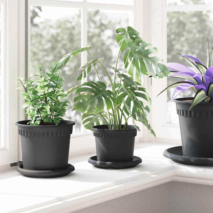 Vasi per Piante 6 pcs Nero Ø 12,5 x 10 cm Plastica