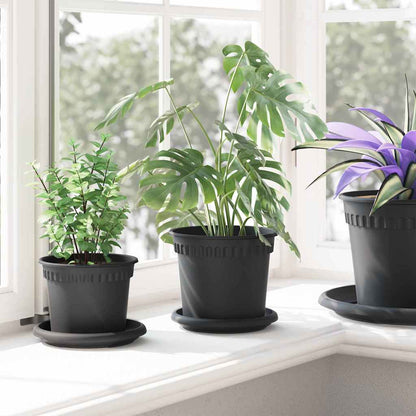 Vasi per Piante 6 pcs Nero Ø 15 x 12 cm Plastica | homemem39