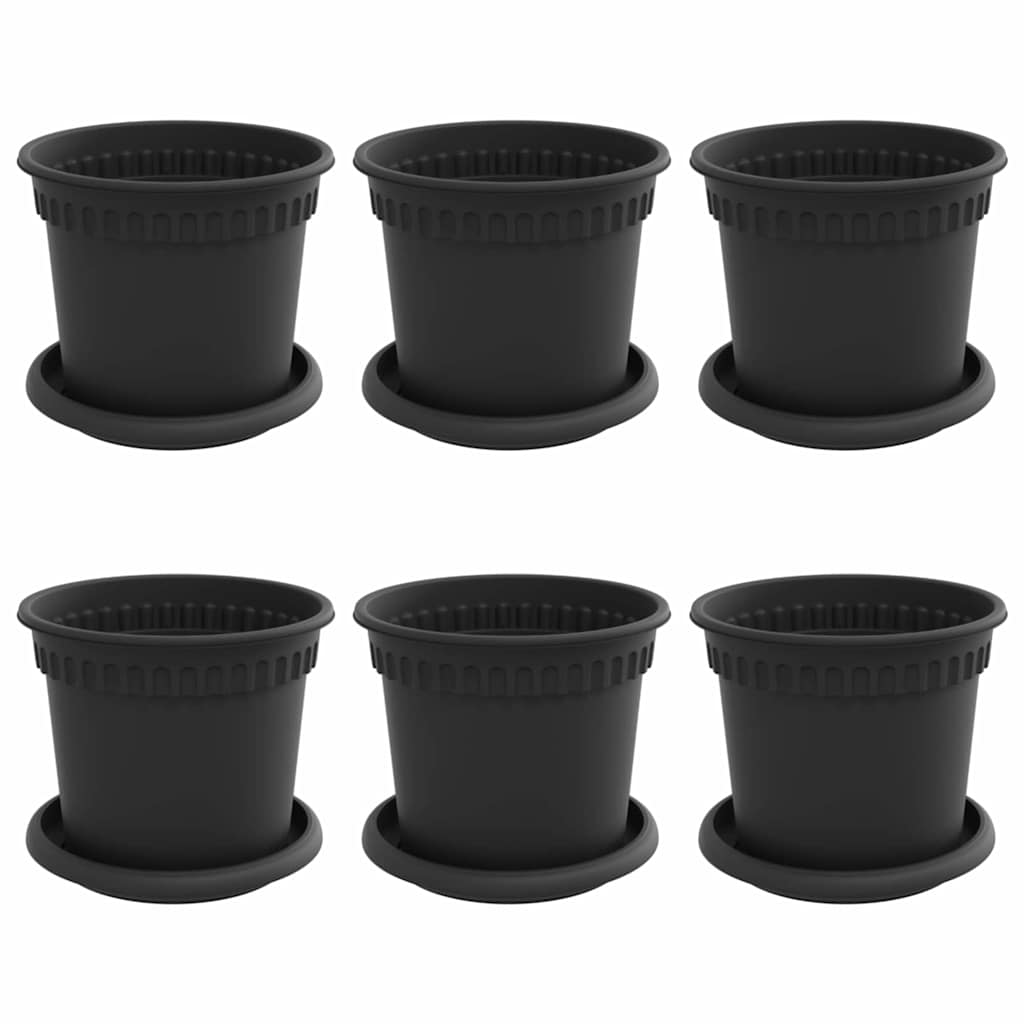 Vasi per Piante 6 pcs Nero Ø 15 x 12 cm Plastica | homemem39