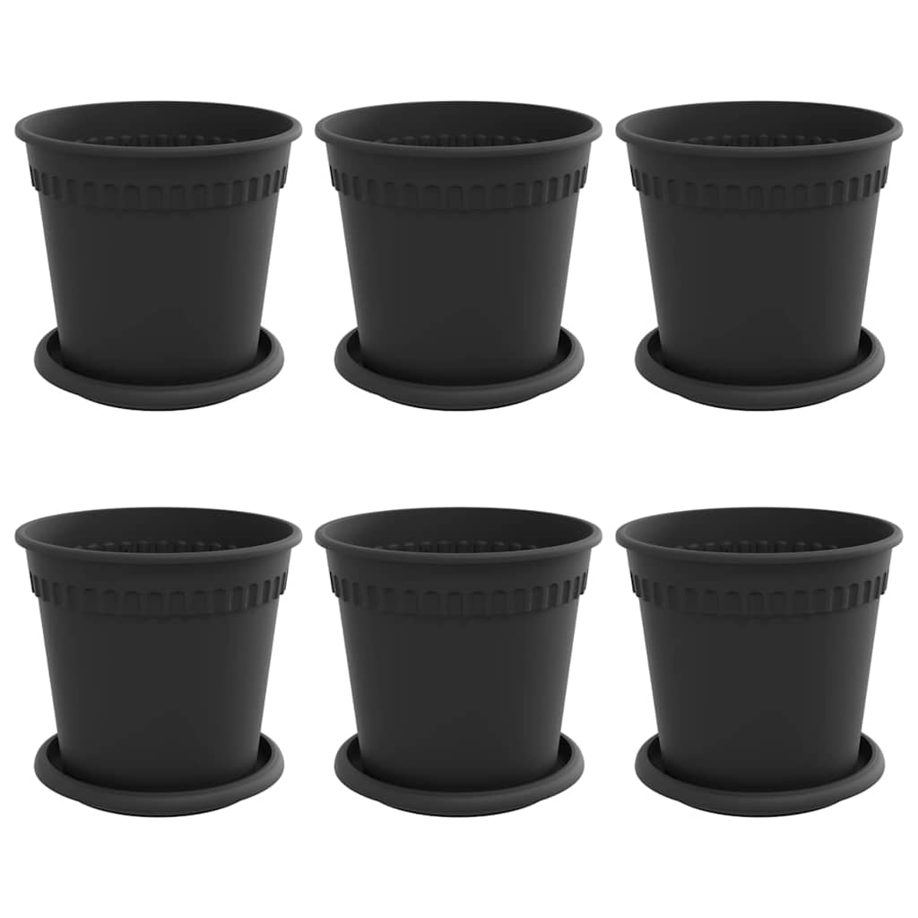 Vasi per Piante 6 pcs Nero Ø 17 x 14 cm Plastica | homemem39