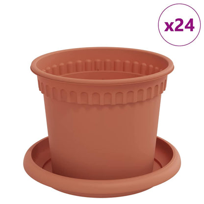 Vasi per Piante 24 pcs Rosso Mattone Ø 12,5 x 10 cm Plastica