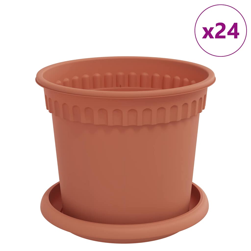 Vasi per Piante 24 pcs Rosso Mattone Ø 15 x 12 cm Plastica | homemem39