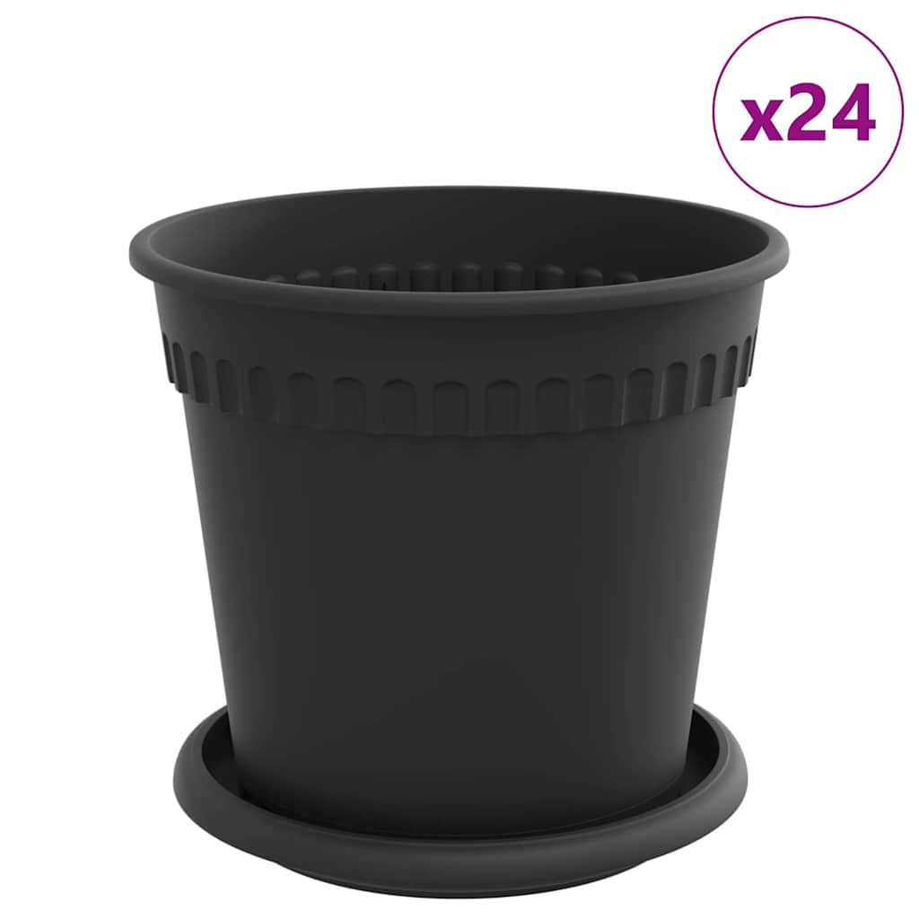Vasi per Piante 24 pcs Nero Ø 17 x 14 cm Plastica | homemem39