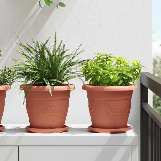 Vasi per Piante 6 pcs Rosso Mattone Ø 22 x 18 cm Plastica