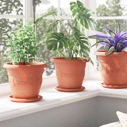 Vasi per Piante 6 pcs Rosso Mattone Ø 22 x 18 cm Plastica | homemem39