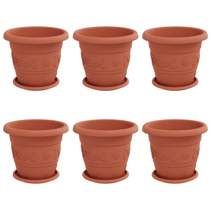 Vasi per Piante 6 pcs Rosso Mattone Ø 26 x 21.5 cm Plastica | homemem39