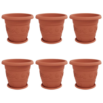 Vasi per Piante 6 pcs Rosso Mattone Ø 39 x 32 cm Plastica