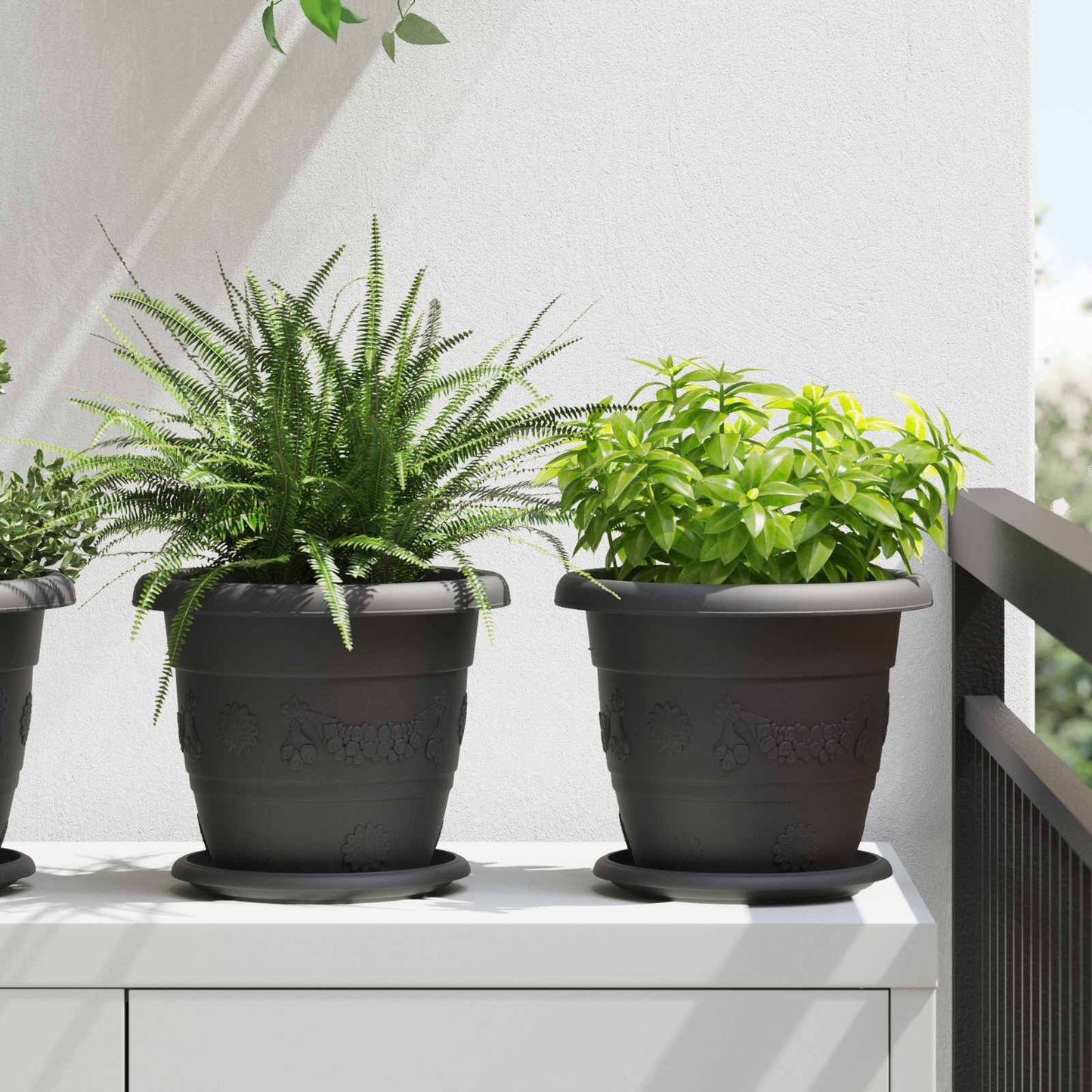 Vasi per Piante 6 pcs Nero Ø 22 x 18 cm Plastica | homemem39